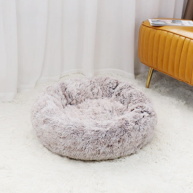 Dog Bed Donut Soft Round Plush Cat Beds For Calming Pet Anti Anxiety Washable US 2