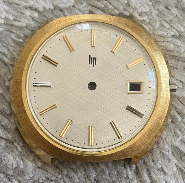 Boîtier + Cadran Montre LIP Mécanique R571 Plaqué Or - Quasi Neuf, Défauts Mineurs (NOS)