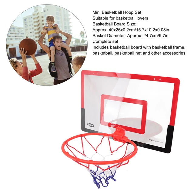 Mini Basketball Hoop Set Hole Mounting Bounce Design Red Black Indoor Paren