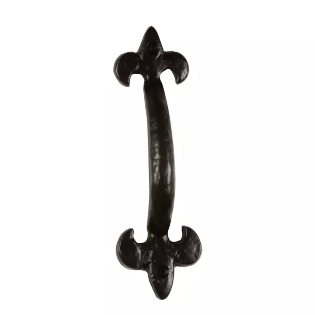 Black Ornate Solid Cast Iron Pull Handle - Fdl Barn Gate Antique Design - Black