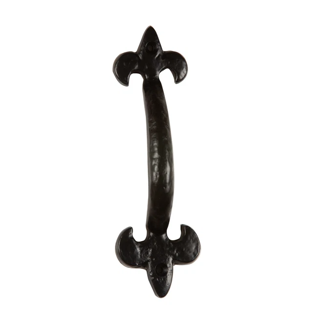 Black Ornate Solid Cast Iron Pull Handle - Fdl Barn Gate Antique Design - Black