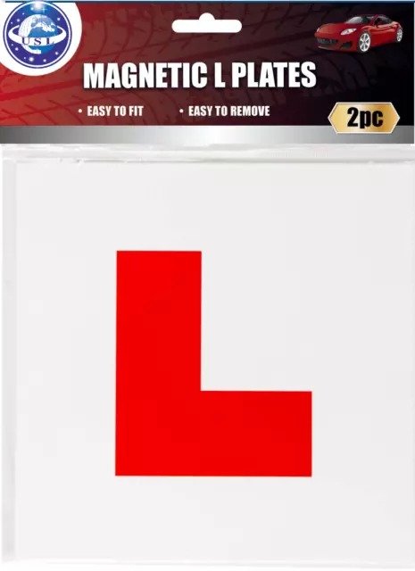 2 x FULL SIZE MAGNETIC LEARNER 'L' PLATES - EASY TO APPLY AND REMOVE