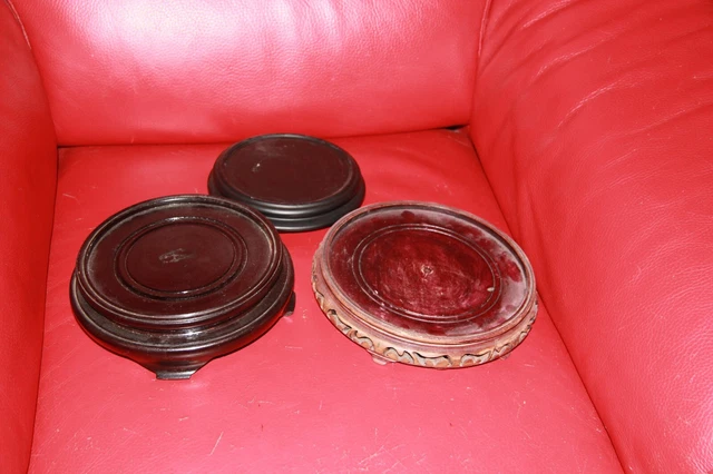 3 Socle En Bois  Pour Vase Chinois Ou Statue