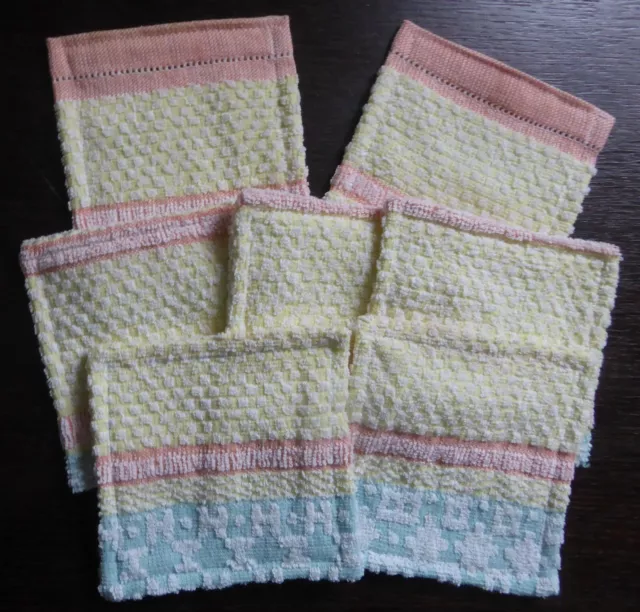 Lot de 7 lingettes en tissu éponge couleur pastel