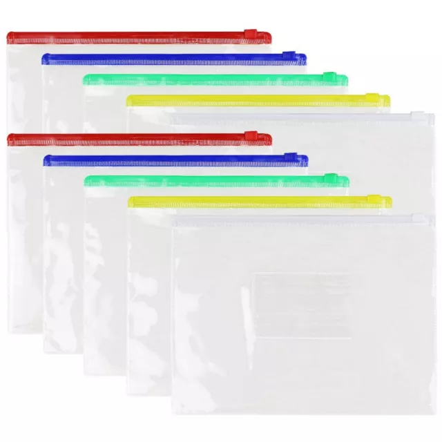 Uni & Transparent A5 Taille Polyester Sacs Pour Document Rangement Avec Zip De 2