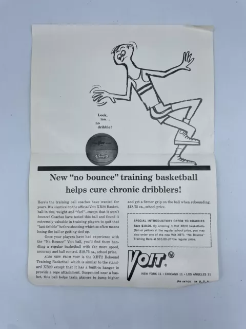 1970s VOIT No Dribble Basketball XB20 Vintage Print Ad Ephemeral