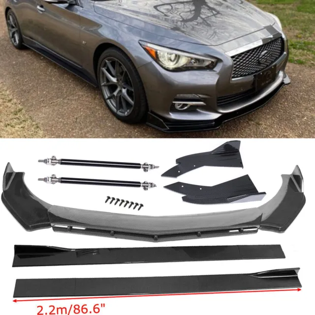Carbon Fiber Front Bumper Lip Side Skirt/ Strut Rods For Infiniti G37 G35 Q50