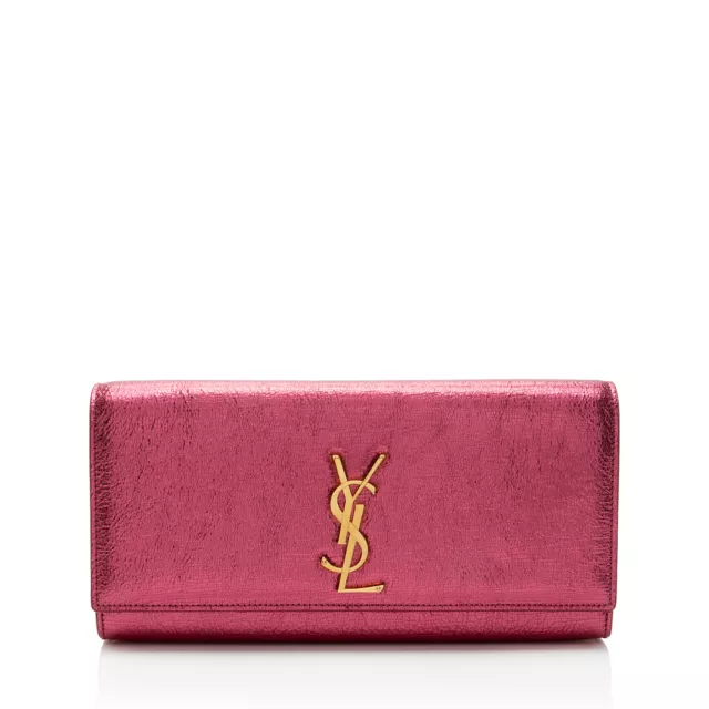 Saint Laurent Metallic Leather Monogram Kate Clutch