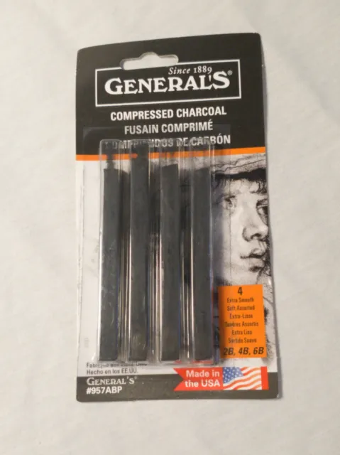 Paquete de 4 Generals Carbón Comprimido 957ABP Negro Extra Suave