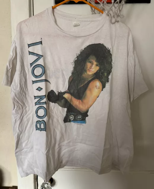 VINTAGE Bon Jovi Shirt Adult XL The Brotherhood Concert Band Tour 80s