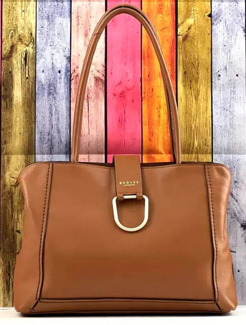 Radley Primrose Hill große hellbraune Leder-Schultertasche Arbeitstasche gebraucht