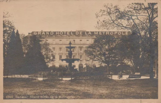 RPPC Postcard Grand Hotel de la Metropole Geneve Switzerland