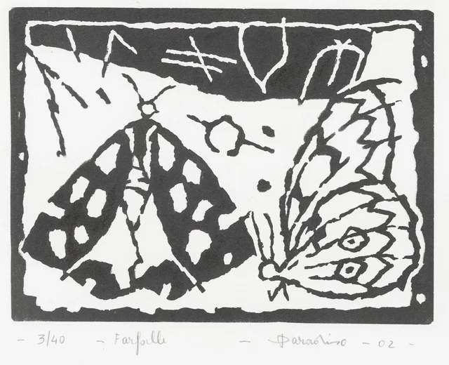 PARADISO MARIO    "FARFALLE" 2002   XilografiaTiratura  esemplari 40