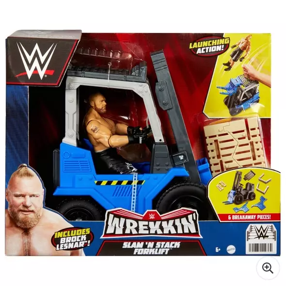 WWE Wrekkin Slam 'N Stack Chariot élévateur avec figurine Brock Lesnar