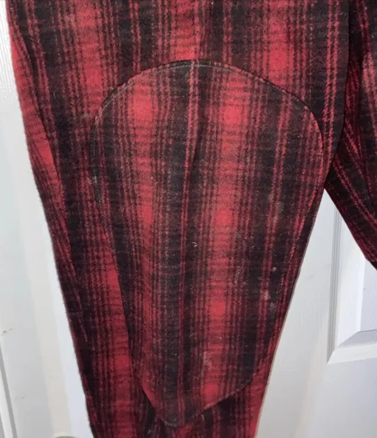 VTG WOOLRICH MEN'S Wool Hunting Pants w/Suspenders Red/Black Plaid ...