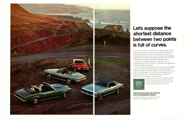 1968 Camaro Ss 396 / Firebird 400 ~ Original 2-Page Gm Print Ad