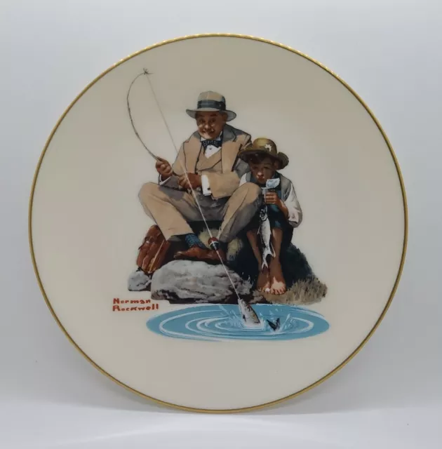 Vintage Gorham Fine China Norman Rockwell Plate "Catching the Big One" 1978