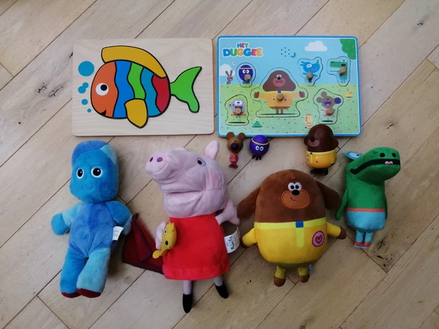CBEEBIES HEY DUGGEE Peppa Pig & Iggle Piggle Soft Toys & Wooden Puzzles ...