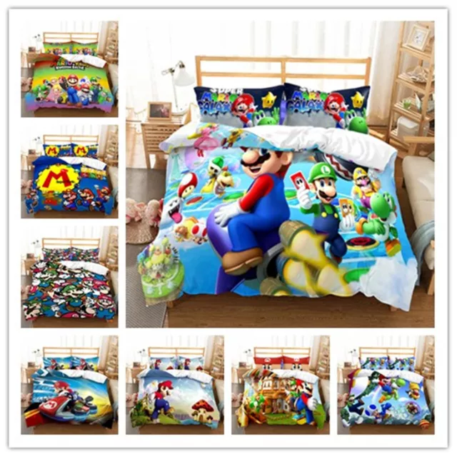 3D Super Mario Bros Kids Duvet Cover Bedding Set Pillowcase Twin/Full/Queen/King