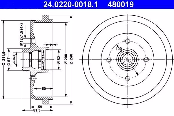 ATE Bremstrommel Trommelbremse für VW SEAT SKODA