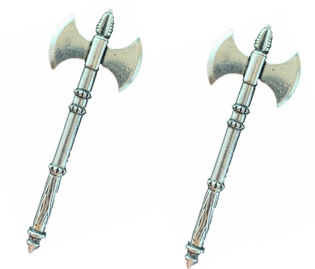 2 X Doble Cara Batalla Hacha De Hecho a Mano Peltre Inglés Pin Insignia Tsb H9
