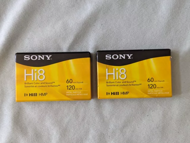 Sony Hi8 60 min Digital8 120 min Hi8 HMP Cassette Tape - 2 Pack Sealed P6120HMPR