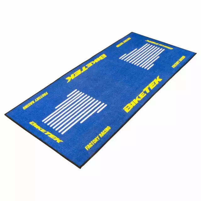 BikeTek Série 3 Bleu/Blanc / Jaune Moto Atelier Pit Tapis - 190 x 80cm