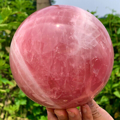 8.45LB Natural Crystal Pink Rose Chakra Quartz Sphere healing ball Specimen