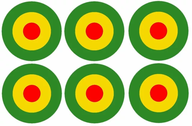 x6 85mm Rasta Reggae Roundel Vinyl Stickers ska dub scooter scootering target