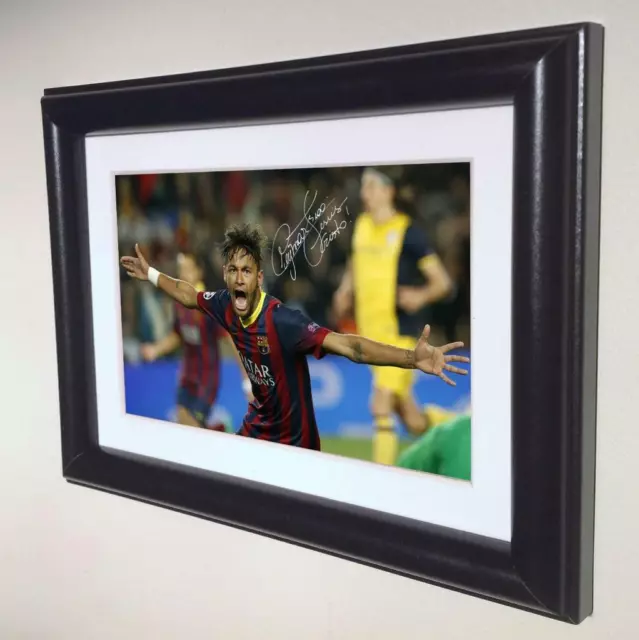 Signed Neymar JN Barcelona Photo Photograph Picture Frame Autographed sml 1
