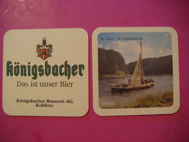 Beer Bar Coaster ~ Konigsbacher Koblenz, Germany Brewery ~ St Goar Loreley Boat