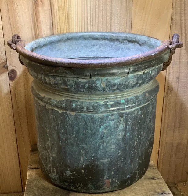 Primitive Metal HEAVY DUTY Chore Bucket Pail Hand Forged Handle  Farm Decor