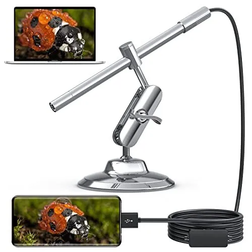 USB Digital Microscope, Teslong 10X to 200X Magnification Camera with Stand,