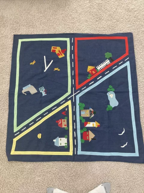 Vintage Handmade Cloth Childs Car Mat Play City for Hot Wheels Cars Trucks Play