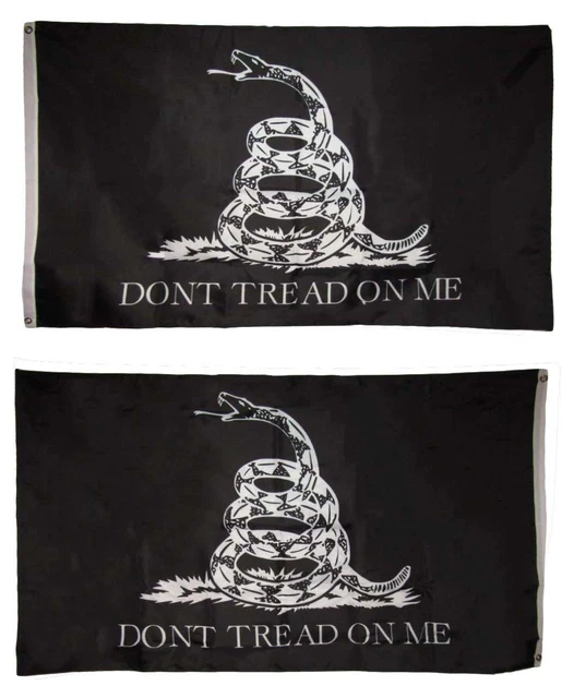 Bandera Gadsden Negra Y Dorada De Fiesta Del Té, 3x5 Pies, Doble Cara, 2 Lados, Fabricada En China