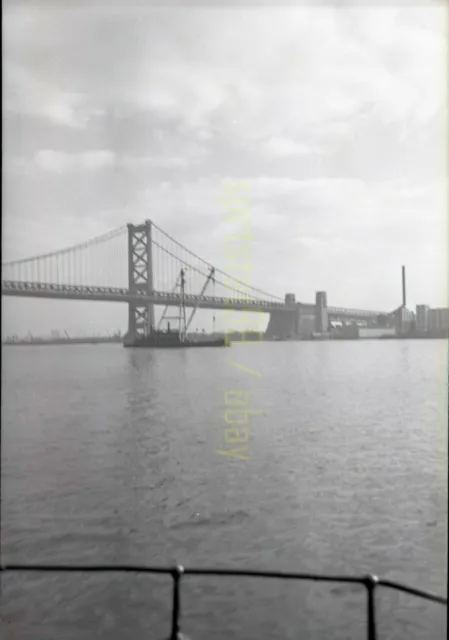 1950 PRR Pennsylvania Railroad Ferry - Delaware River Bridge - Vintage Negative
