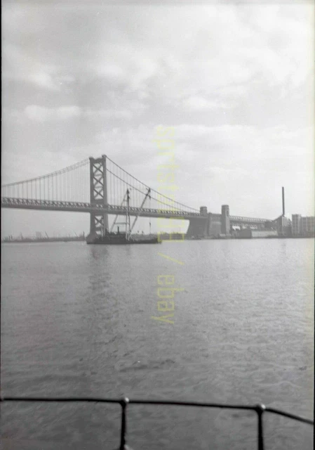 1950 PRR Pennsylvania Railroad Ferry - Delaware River Bridge - Vintage Negative