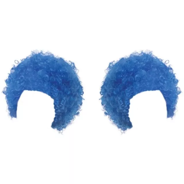 2 X Blue Curly Afro Wig Fancy Dress World Book Day Costume Outfit Accessory