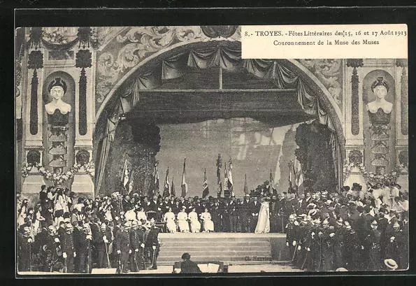 CPA Troyes, Fêtes Littéraires 1913, Couronnement de la Muse des Muses