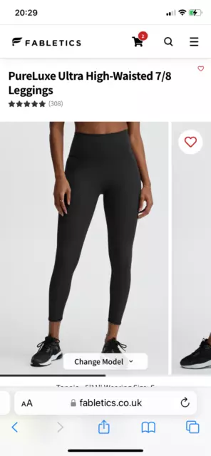 FABLETICS BLACK HIGH-WAISTED iridescent luxe 7/8 M Leggings £38.99 -  PicClick UK
