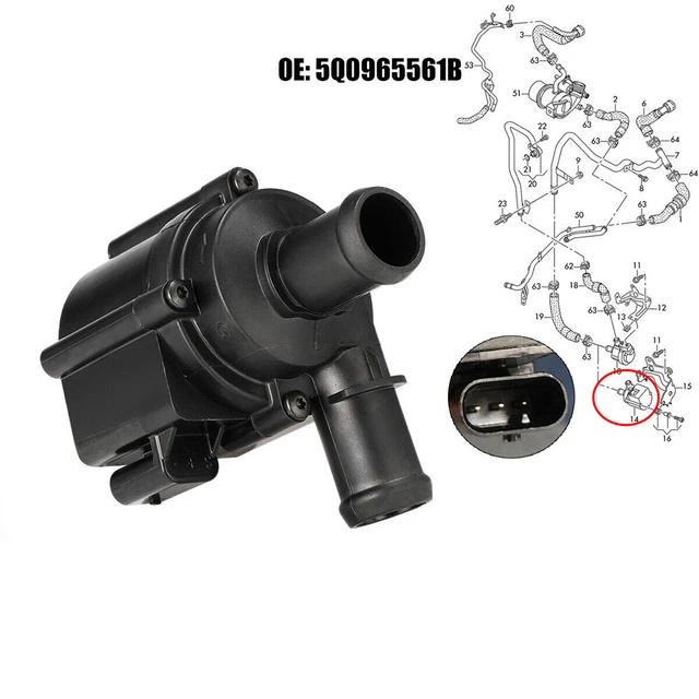 AUXILIARY COOLANT WATER Pump For VW Golf VII Passat B8 Transporter T6