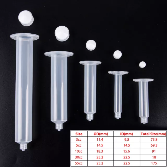 5pcs Glue Dispensing Syringe Barrel 3/5/10/30/55cc Glue Dispenser Syringe T~m'
