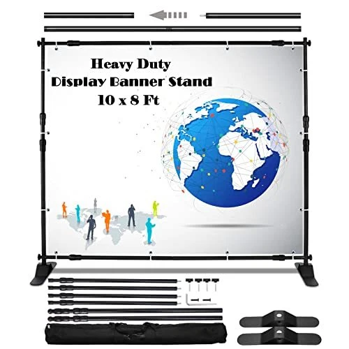 Hooomyai Display Backdrop Banner Stand 10 x 8 Ft Heavy Duty Adjustable Height...