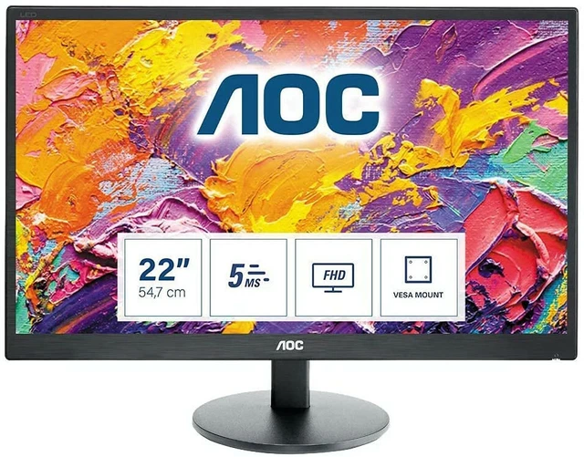 BNIB AOC E2270SWHN 21.5 Inch FHD Monitor Screen 60Hz TN 5ms Vesa 100 x 100 Tilt