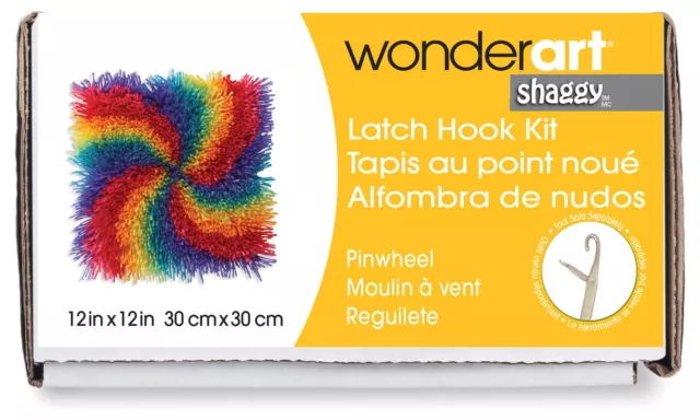 Wonderart Shaggy Latch Hook Kit 12"X12"-Pinwheel 426304C