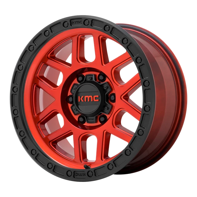 KMC KM544 Mesa 20x9 +0 Candy Red w/ Black Lip Wheel 6x139.7 6x5.5 (QTY 4)