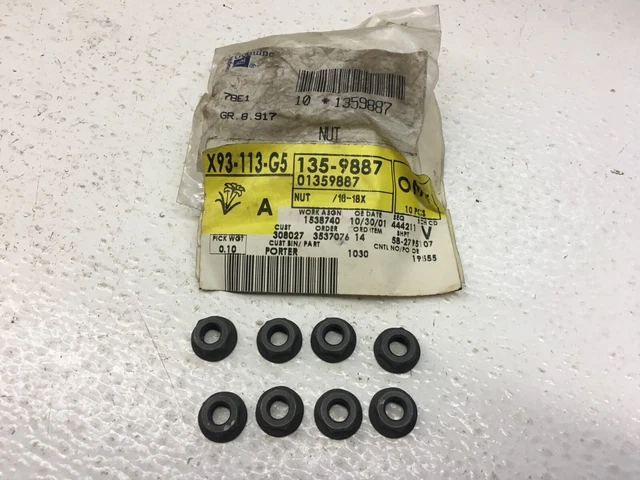 GM NOS Lot of 8 Hood Bumper Nuts GTO 442 Chevelle Nova Camaro Firebird 1359887