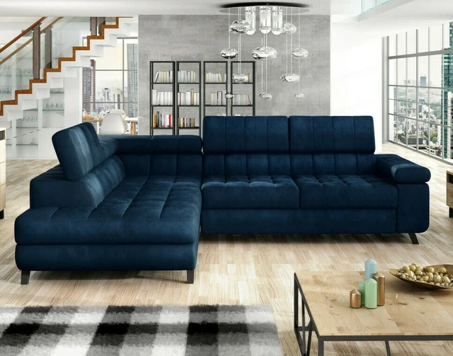 CORNER SOFA BED NORD Storage Container Sleep Function Fabric Elastic