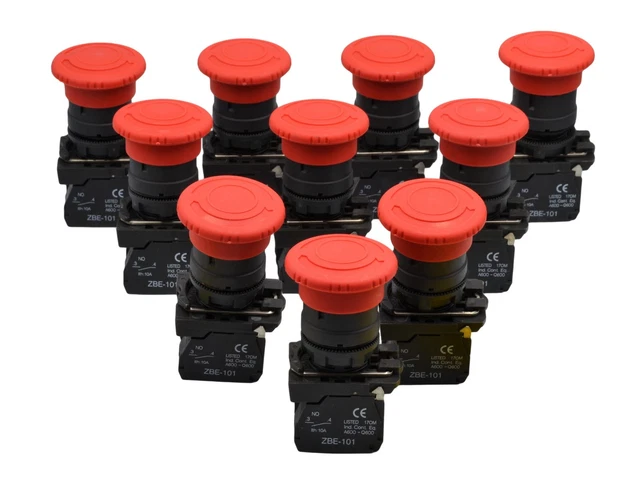 EMERGENCY E STOP Panel Mount x 10 piece Switch Electrical 12V 24V TB5 ...