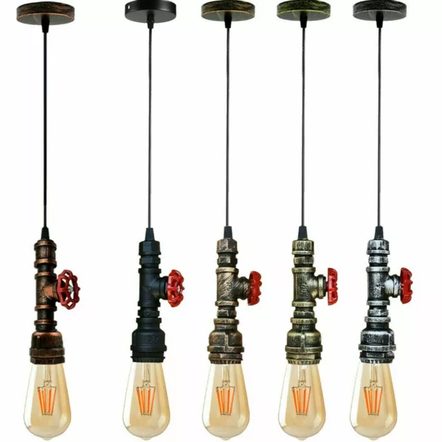 Vintage Industrial Ceiling Pendant Lights Metal Pipe Light Hanging Retro Lamps